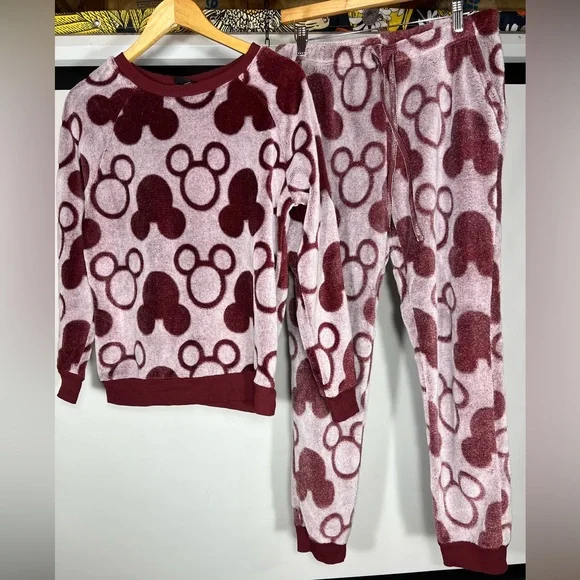 Disney Maroon Mickey Mouse Pajama Set - Picture 2 of 2